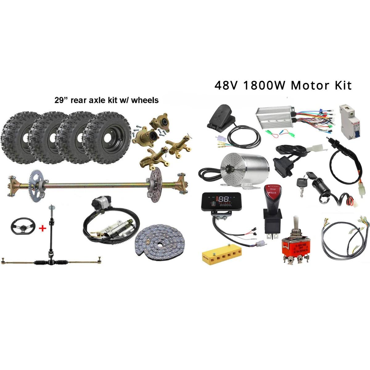 29 Rear Axle Kit Complete Wheels 48V 1800W Motor Kit ATV Buggy Go Kart чёрный