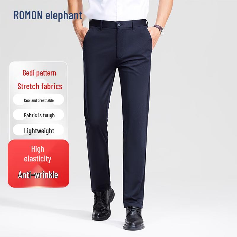 ROMON Men s Casual Business Straight-Fit Pants 34
