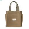 X7XC Convenient Canvas Lunch Bag with Multiple Compartments Japanese Handbag Perfect for Carrying Your Belongings