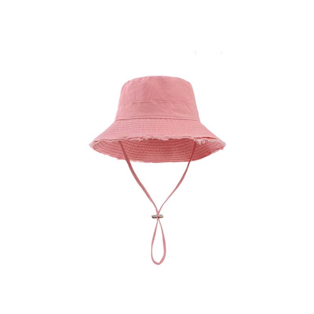 Solid Color Rough Edge Fisherman Hat Wide Brim Bucket Hat Fashion Outdoor Sun Hat  Male