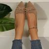 Fashion Pointed Bow Flying Flat Shoes Women's 2025 New Summer Casual Bean Shoes Knitted Soft Sole Knitted Women's Shoes Large Size 43