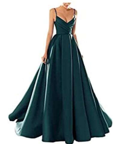 Evening Dress European and American New Satin Temperament Long Suspender Banquet Host Suspender Evening Dress