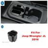 Black Plastic Car Front Seat Water Cup Holder Storage Container Box Cover Interior Accessories For Jeep Wrangler JL 2018 -