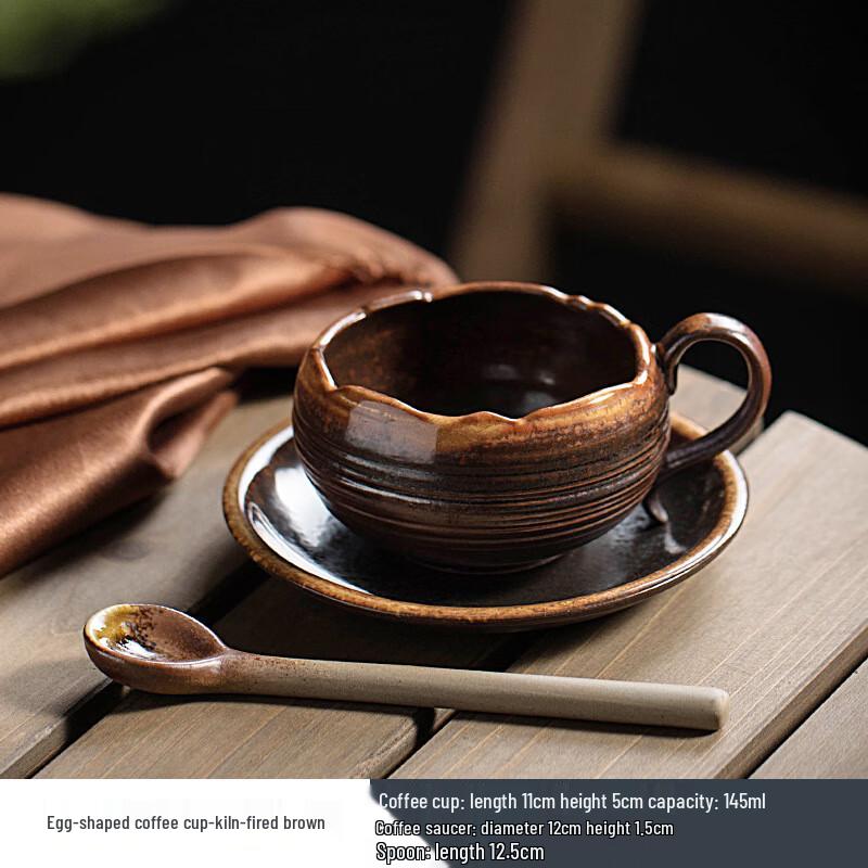 Retro Keramik Kaffeebecher und Untertasse Set