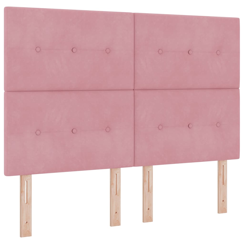 Pink Box Spring Bed with Headboard 140 x 200 cm Velvet