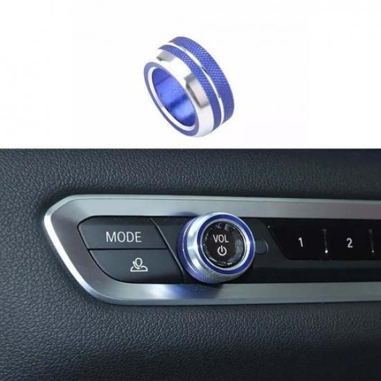 Button Cover Blue Aluminum For BMW 3-Series 19-22 G20 Car Console Volume Switch