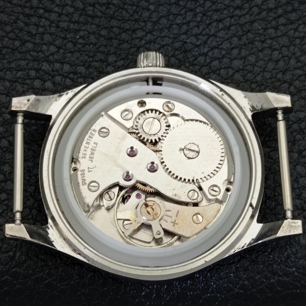HAND-WINDING VINTAGE SWISS MENS REFURBISHED BLACK COLOR DIAL WATCH a500025-2 R151a-a500025