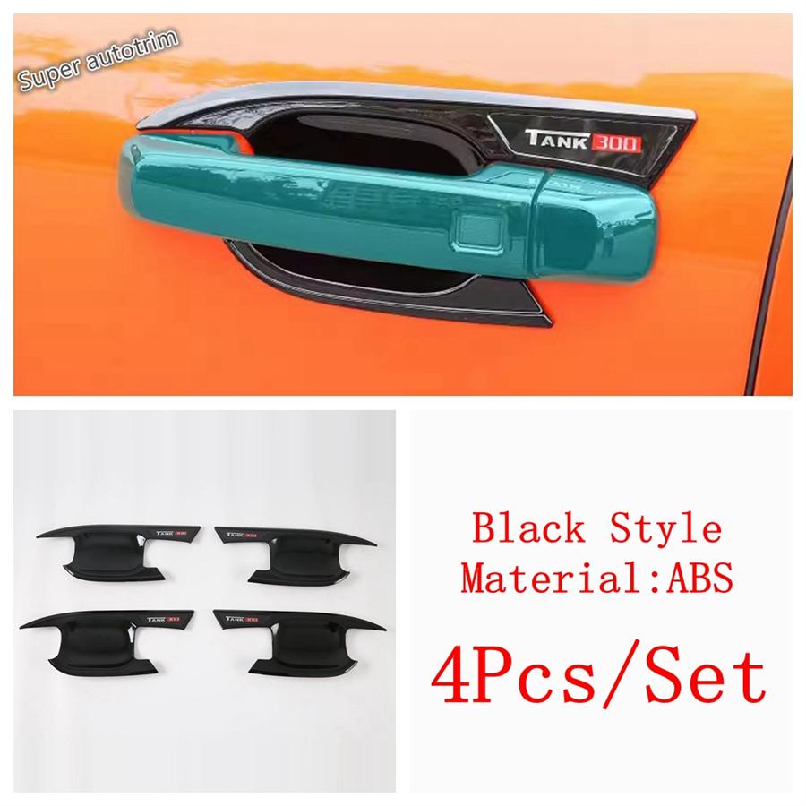 Door Handle Bowl Decoration Protector Cover Trim For Great Wall GWM WEY TANK 300  - 2025 Chrome Black Accessories Exterior