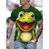 Men's Summer Elasticity Comfort Plus Size 3D Casual Frog Printed T-shirt- Soft Medium Stretch Polyester Fabric Summer Mens Relaxed Fit Clothing