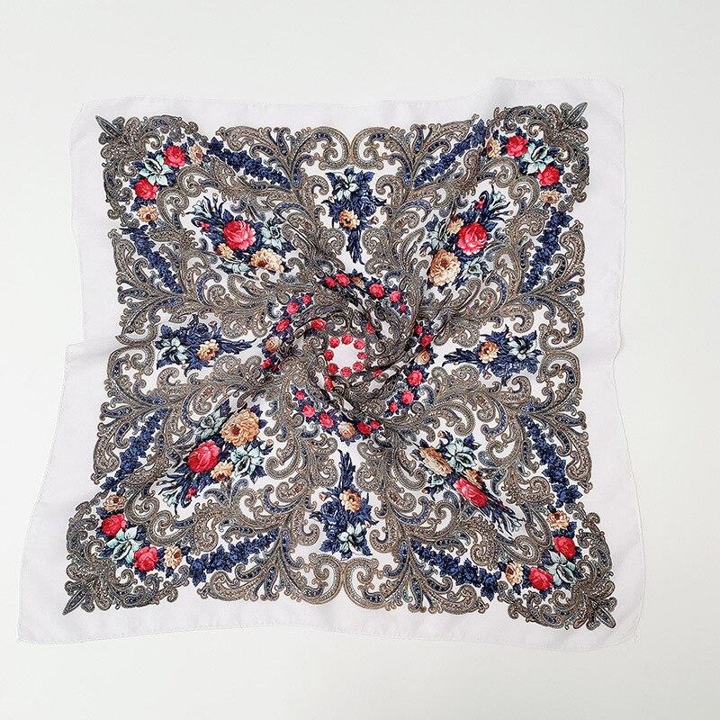 70*70cm Russian Floral Printed Square Bandana Scarf