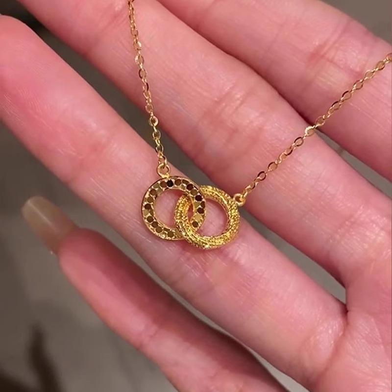 Light Luxury Crushed Ice Mobius Necklace Double Loop Pendant Clavicle Chain Fashion Premium