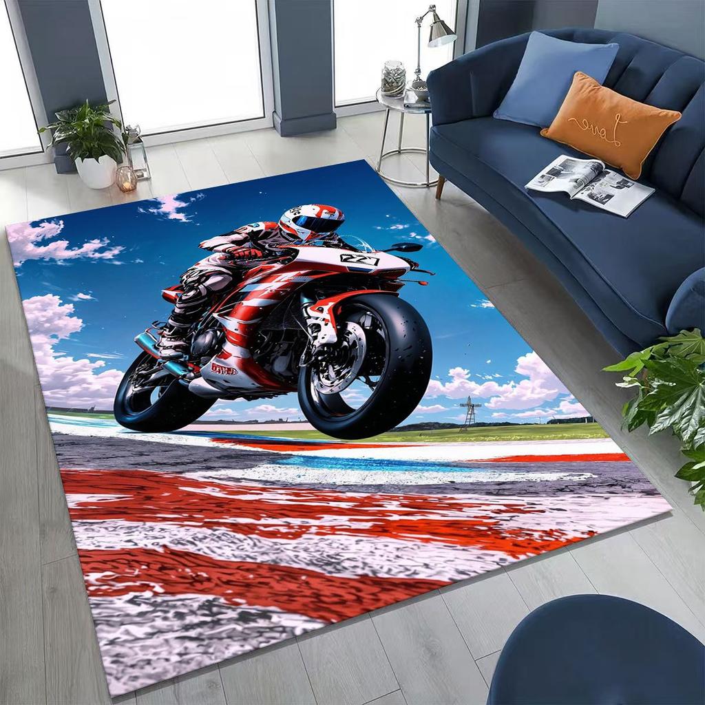 Alfombra Decorativa Personalizada para Motociclista, Motocicleta, Arte, para Dormitorio, Sala de Estar, Sofá, Felpudo de Entrada del Hogar, Alfombra de Piso Grande Antideslizante para Niños