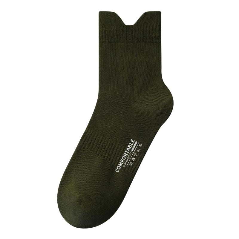 

Мужские носки до бедра из чистого хлопка, дезодорирующие и влагоотводящие хлопковые носки до середины икры, утолщенные носки до колена 1 pair армия зеленый