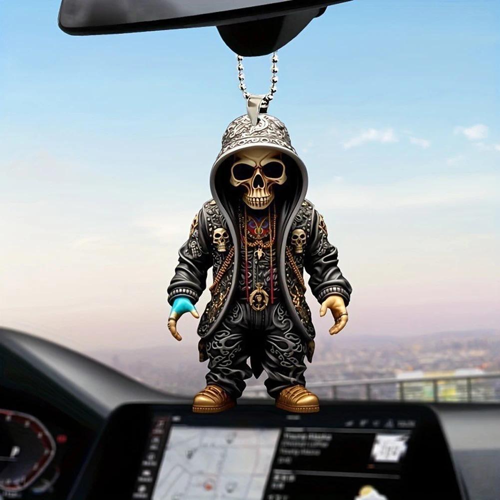 Car Rearview Mirror Pendant Super Cool Halloween Car Decor Pendant Auto Interior Ornament Decoration Party Decoration