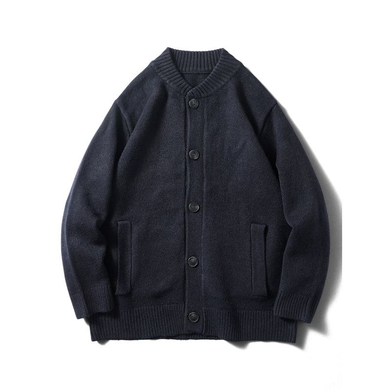 American Retro Cardigan Sweater Men's Autumn and Winter Thickening Stand Collar Outwear Export Cattle Goods Idle Style Knitwear Jacket