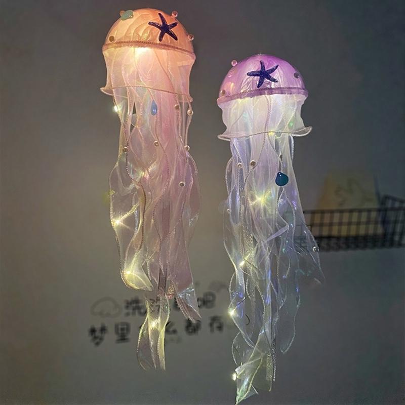 Hanging Jellyfish Light Glowing Night Hanging Light Crafts Household for Indoor Outdoor Garden Yard Decoration