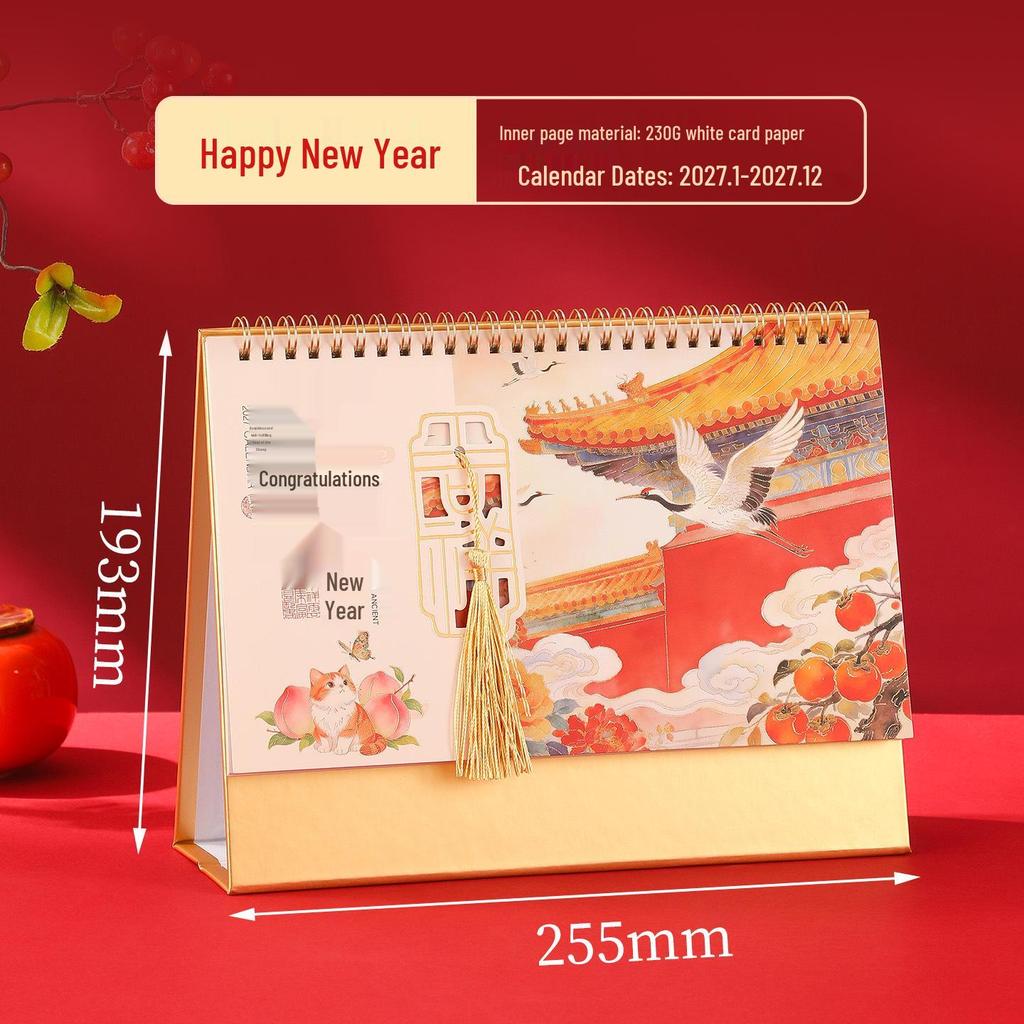 2026 Year of the Horse Custom Photo Table Calendar with Logo and Creative Cut-outs