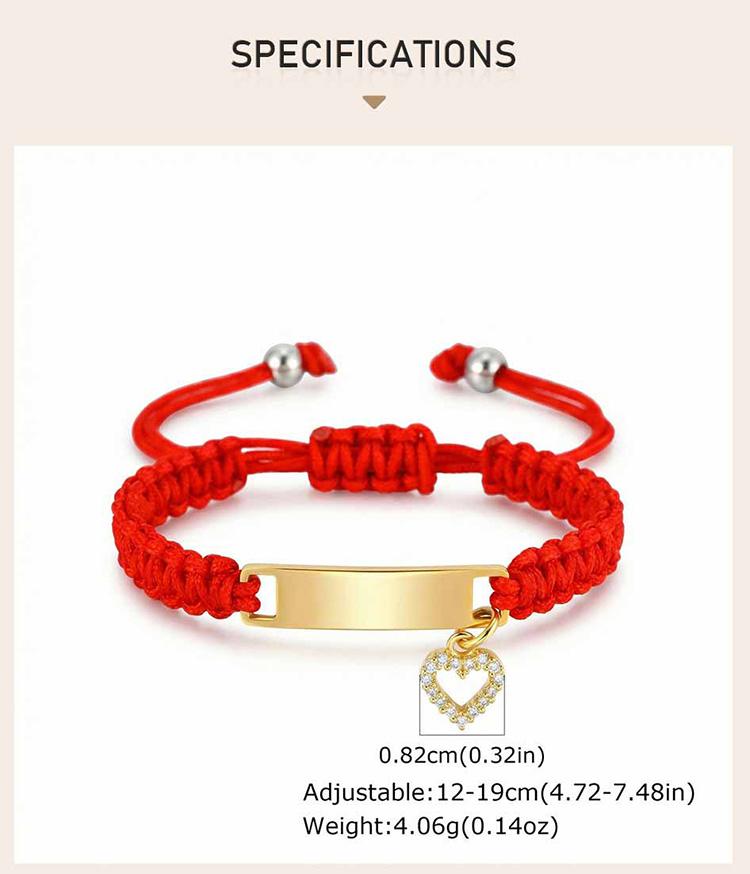 Custom Name Children's Bracelet, Stainless Steel Heart Charm, Adjustable Red Rope Chain, Personalized Kids Jewelry Gift for Baby