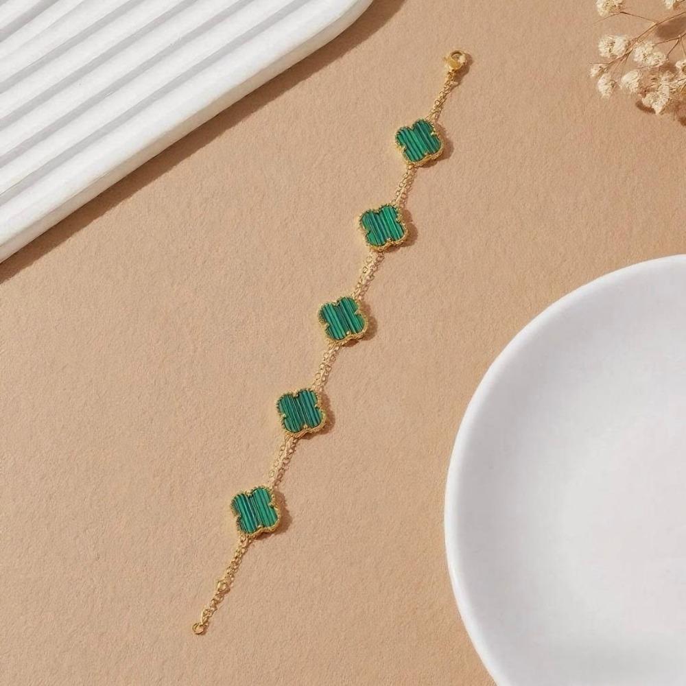 

Модный браслет с четырехлистным клевером, легкая роскошь, высококлассные женские украшения зелёный