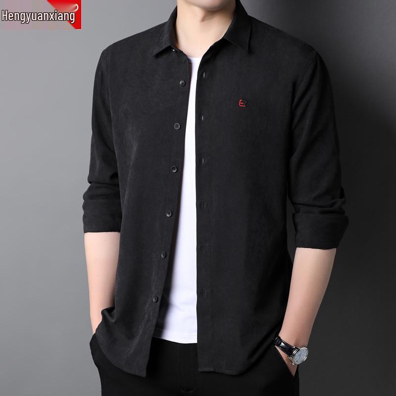 

Hengyuanxiang Men s Suede Embroidered Jacket - Long-Sleeved, Casual Plus Size M чёрный