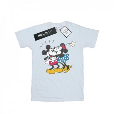 Camiseta feminina/feminina Mickey Mouse Mickey e Minnie Kiss de algodão namorado