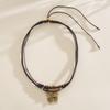 Leather rope wooden beads beaded butterfly double-layer necklace ethnic style sweater chain fashion item