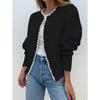 Damen Lockerer Langarm Rundhals Strick Cardigan Pullover Oberbekleidung