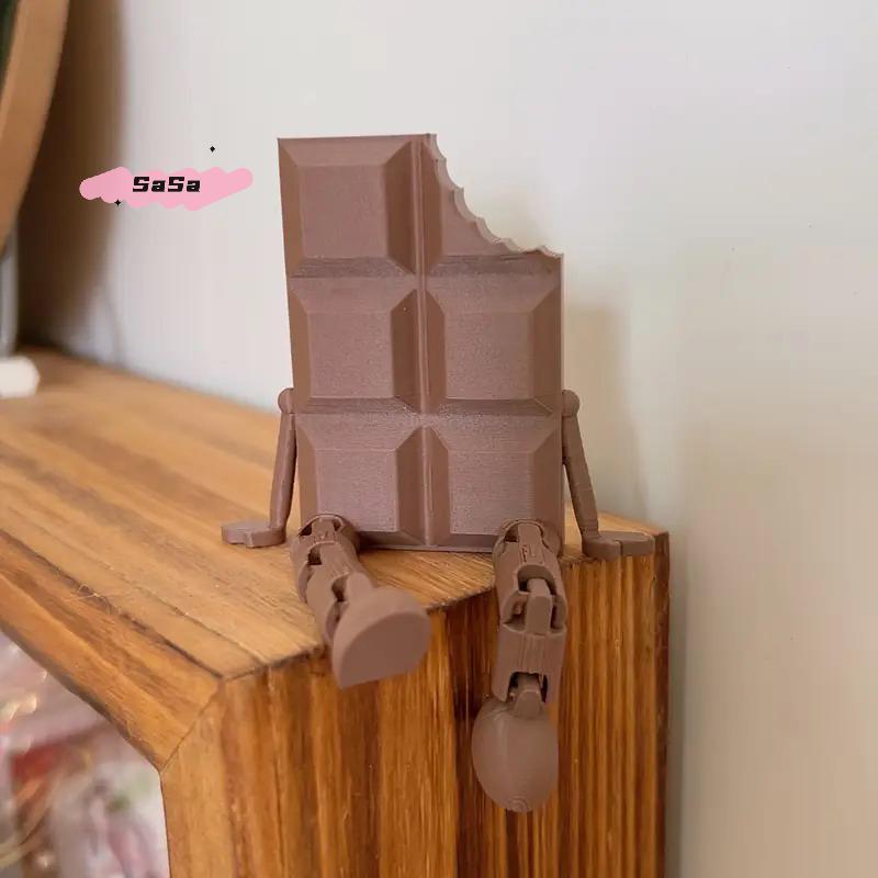S-1 Pc 3D Printed Chocolate Figurines With Movable Joints Realistic Desktop Decorations For Home Office Ornamental Sculptures