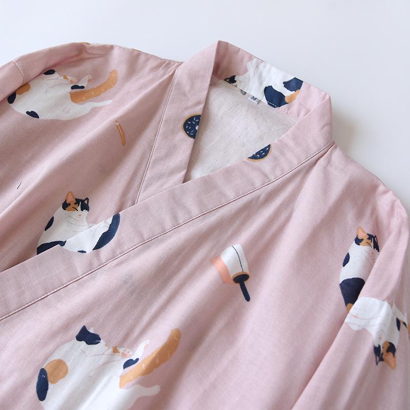 Japanese Style Summer Cotton Kimono Robes for Couples: Lightweight Gauze Nightgowns for Men and Women