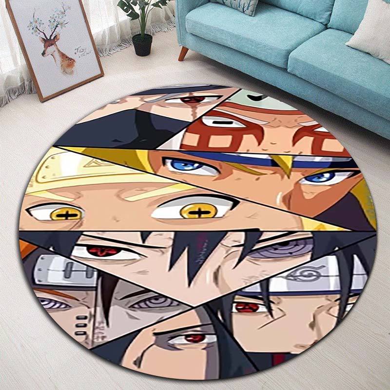 Naruto Uzumaki Akatsuki  Printed Round Rug Soft  Anti-Slip Carpet  for Home Bedroom Living Room Gaming Room Dorm Decor