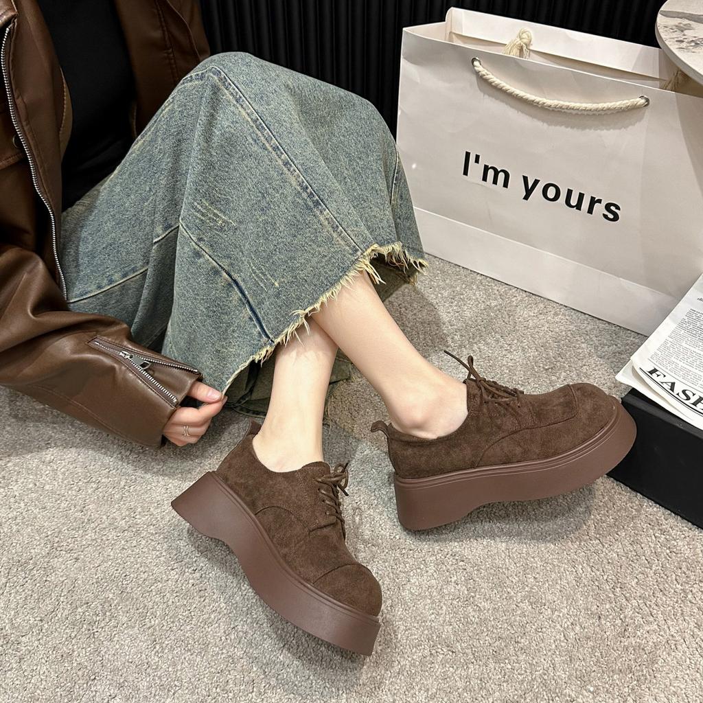 Platform-soled Boken small leather shoes women's 2025 spring new fashion trend lightweight shoes German training shoes Boken shoes single shoes