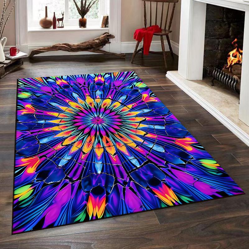 Colorful Kaleidoscope Pattern Rug Non-slip Rug Suitable for Living Room and Bedroom Sofas