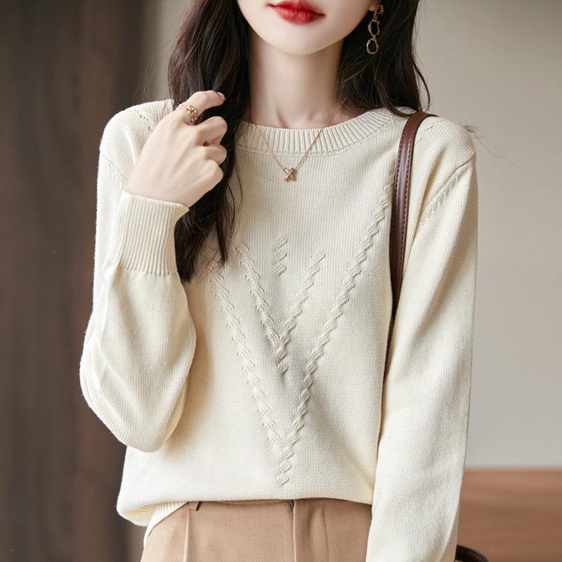 Thickened Round Neck Jacquard Sweater: New Spring & Autumn Collection