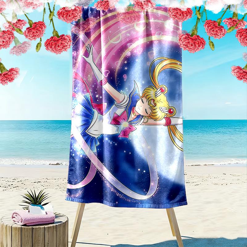Sailor Moon2 Print Beach Towel, Large Soft Quick Dry Towel for Beach Camping Swimming