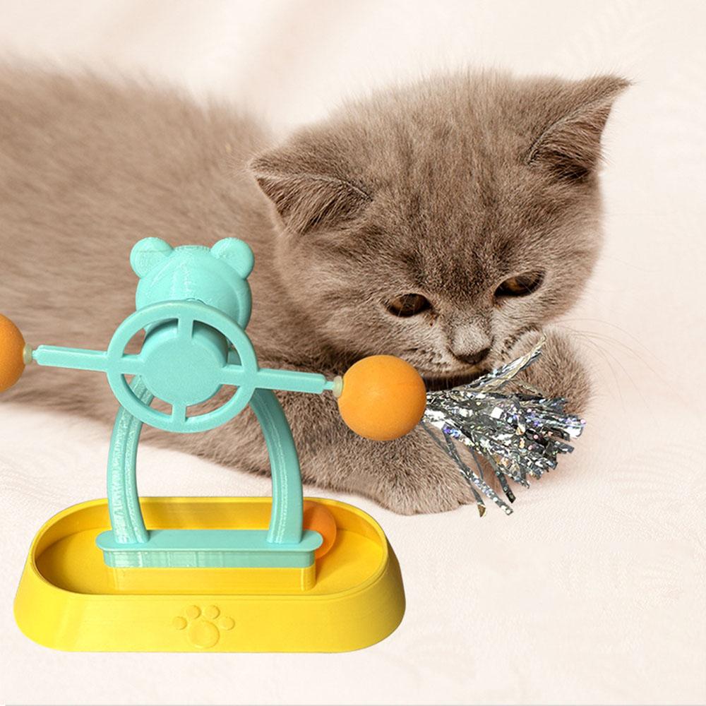 Interactive Cat Turntable Toy Set - Windmill Track Balls + Teaser Stick, Scratch-Proof & Durable, Perfect for Kitten Indoor
