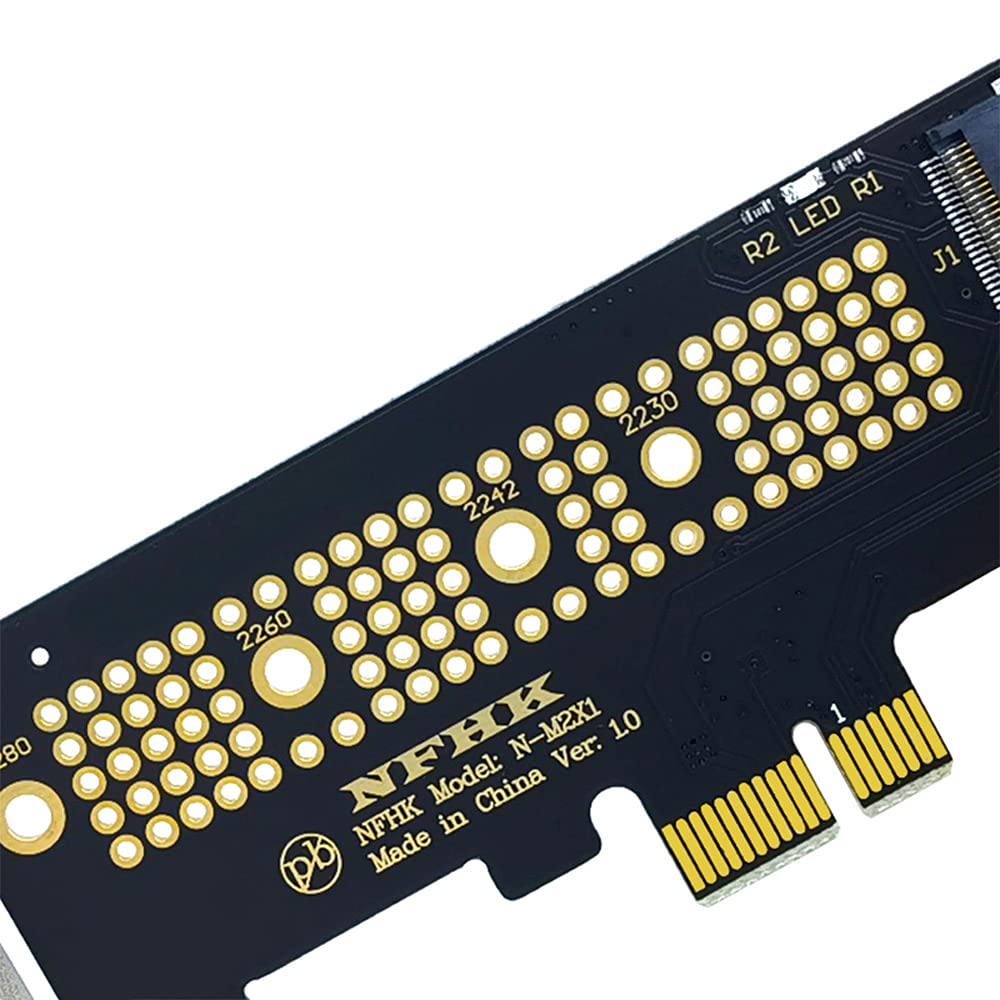 Dovhmoh NVMe PCIe NGFF SSD To PCIe X1 Adapter PCIe X1 To Card Supports and 2280 Size NVMe SSDs M.2 Card, M.2 2230, 2242, 2260, M.2