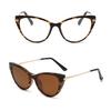 Myopia 2 In 1 Prescription Multifunctional Glasses Polarizing Plate Cat's Eye Frame Magnetic Sunglasses Clip Prescription Women