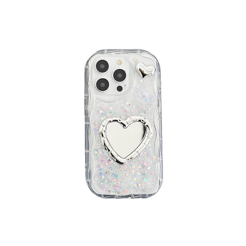 Sparkling Glitter Phone Case for IPhone 17 Promax Love Mirror for Apple 14 Silicone All Inclusive Anti Fall 16