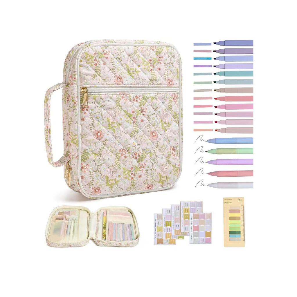 Large Capacity Quilted Cotton Book Storage Bag - Portable, Dustproof Cover