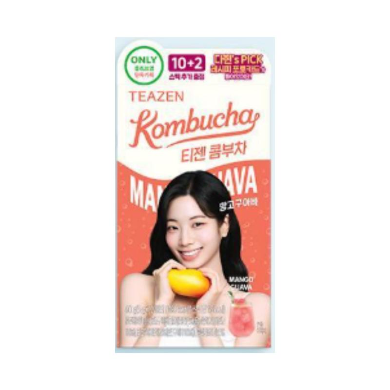 TEAZEN Kombucha Stick 10+2 Pack (9 Flavors) - Korean Zero Sugar Fruit Tea Mix with Recipe Photocard
