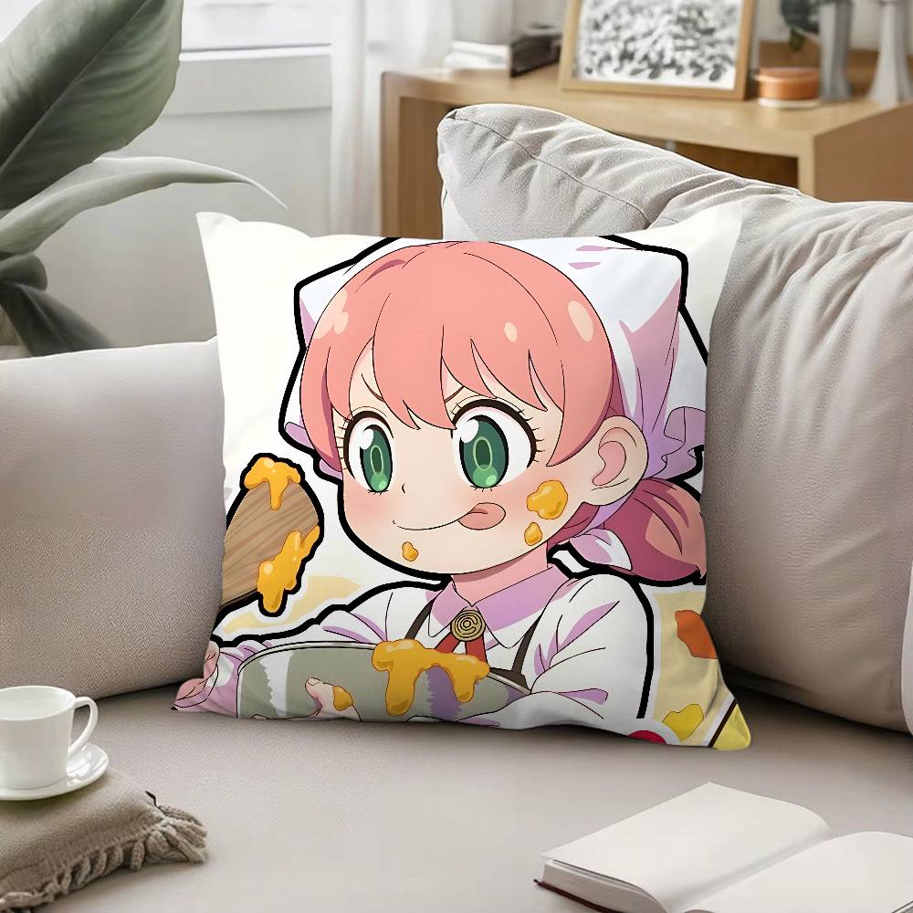 Cute A-Anya Forger Pillow Case Throw Pillow Cover Nordic Vintage Style Cushion Covers Home Living Room Sofa Couch Seat Decor