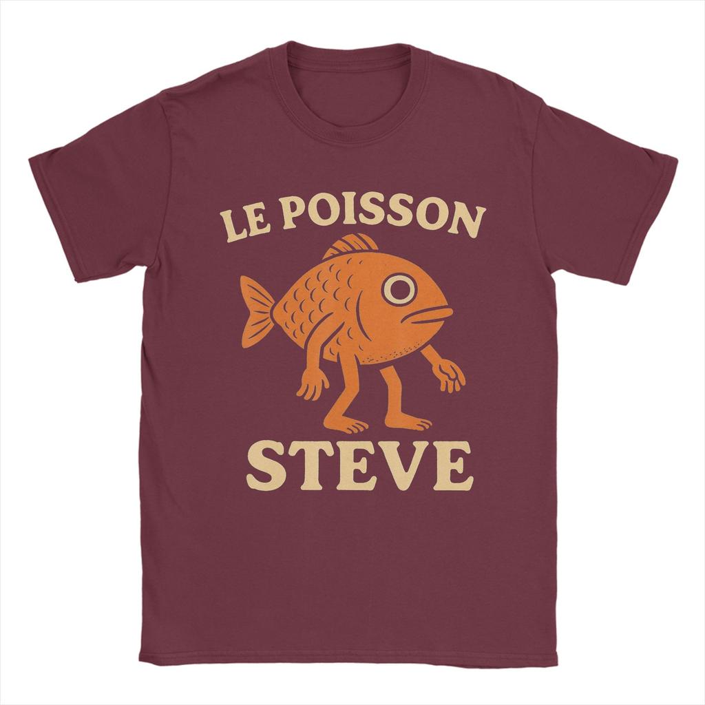 Fisch Le Poisson Steve Meme Herren T-Shirts Vintage T-Shirt Kurzarm Rundhals T-Shirt 100% Baumwolle 4XL 5XL Kleidung