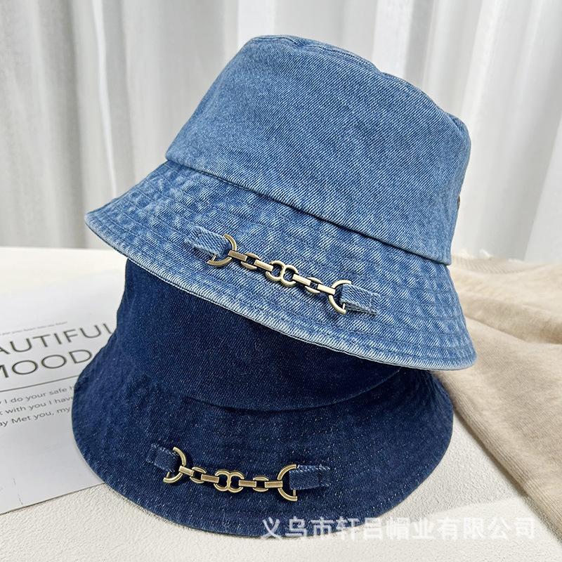 Spring and Autumn New Washed Denim Fisherman Hat Children's Fashion Versatile Outdoor Shade Basin Hat Foreign Gas Bucket Hat