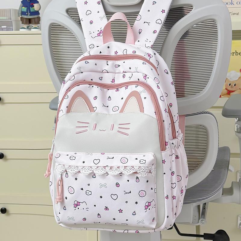 Schoolbag New Cat Shape Backpack Girls High Value Large Capacity Junior High School High School Students Commute Comfortable Leisure Backpack