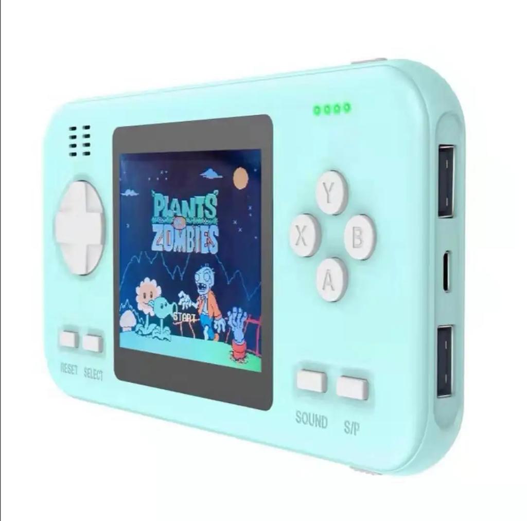 D12 2 in 1 2.8inch Retro Nostalgic Handheld Game Console & 8000mAh 5V 2.1A Mobile Power Bank Built-In 416 Game Boy Gift