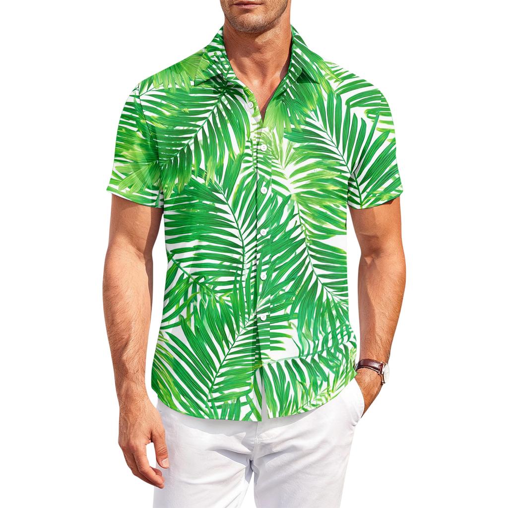 Casual Herenhemd met Korte Mouwen, Losse Pasvorm, met Hawaïaanse Print
