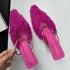 Fashion 2025 New Pointy Thin Heels Europe And The United States Fashion High Heels Fur Shoes Bao Head Sandals Empty A Line With A Middle