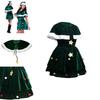 Gorgeous Women Christmas Tree Cosplay Costume Plus Size Xmas Dress Cloak Hat Party