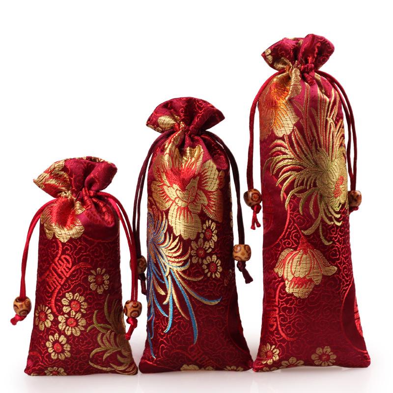 Drawstring Brocade Pouch for Jewelry and Gifts - Custom Necklace Storage Bag