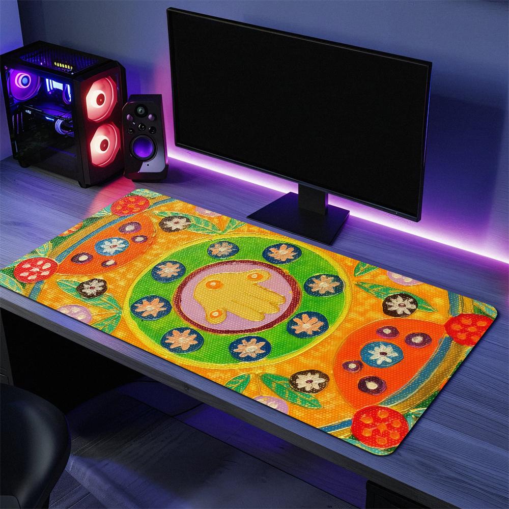 Art Vibrant Mexican Ethnic Flower S Mouse Pad Large Desk Mat Keyboard Ergonomic Office Rubber PC Nonslip Antifray Home Custom